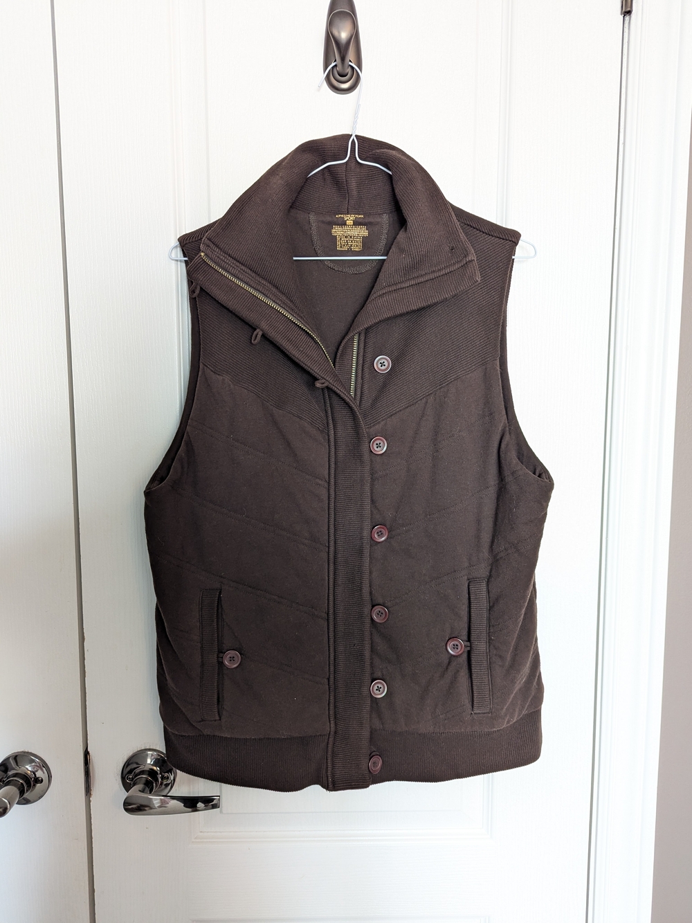 Jones New York Brown Quilted Button & Zip Vest